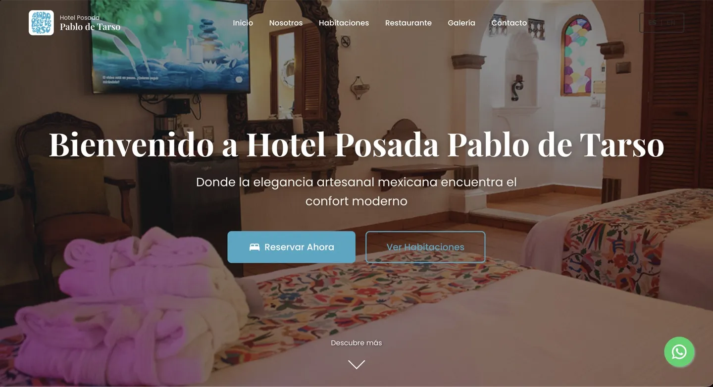 Página de inicio del sitio web de Posada Pablo de Tarso